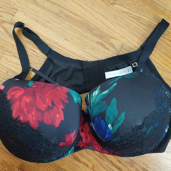 Cacique Floral Lace Bra - 48DD Like NEW! Full Figure Boost Balconette ( Bag D) - Picture 6 of 6
